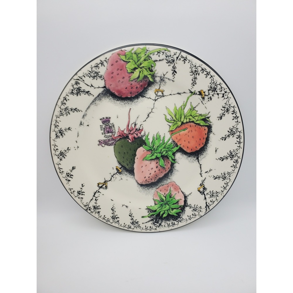 Vintage Gien France "Fraises en Folie" Strawberry Salad Dessert Plate 8.5" -Rare